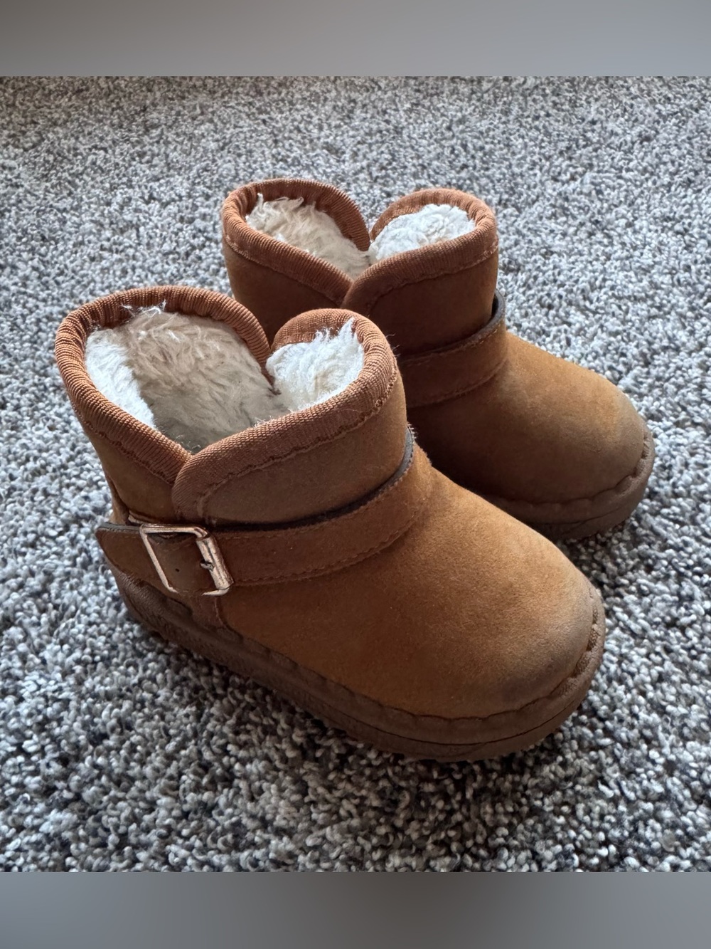 Kids Brown Faux-Sherpa Lined Winter Boots